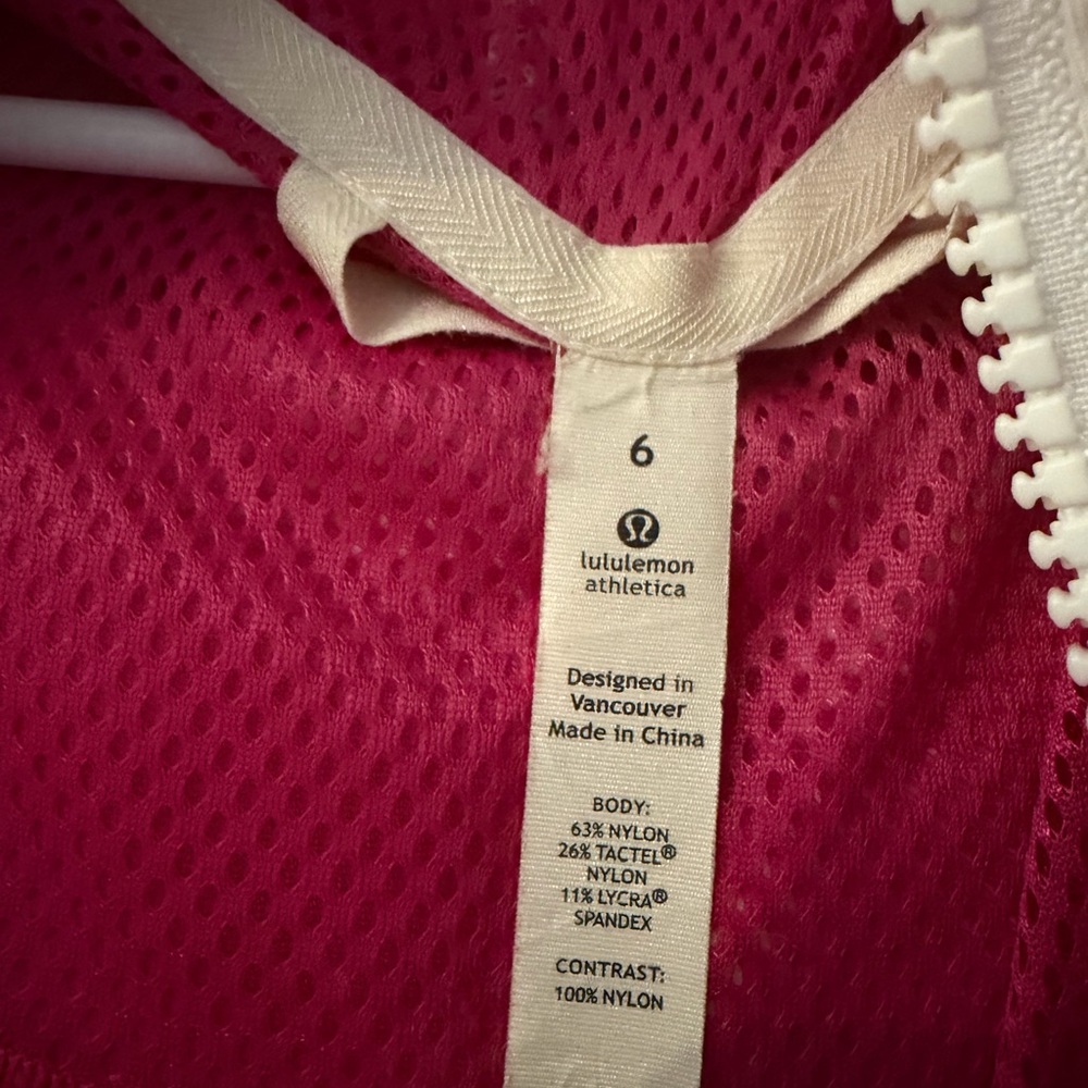 lululemon athletica Girls' Pink and Cream Hooded Rain Jacket - Picture 3 of 3